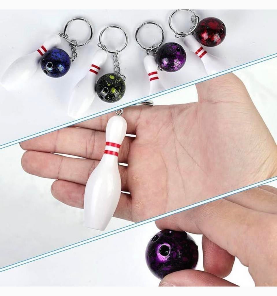 12x Bowling sleutelhanger set mini bowlingbal + kegel Nieuw, Sport, Hh, Nieuw, Ophalen of Verzenden