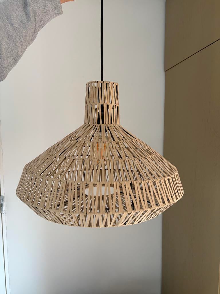 Hanglamp Light & Living Masey Suède Naturel 49x35, Ophalen, Zo goed als nieuw