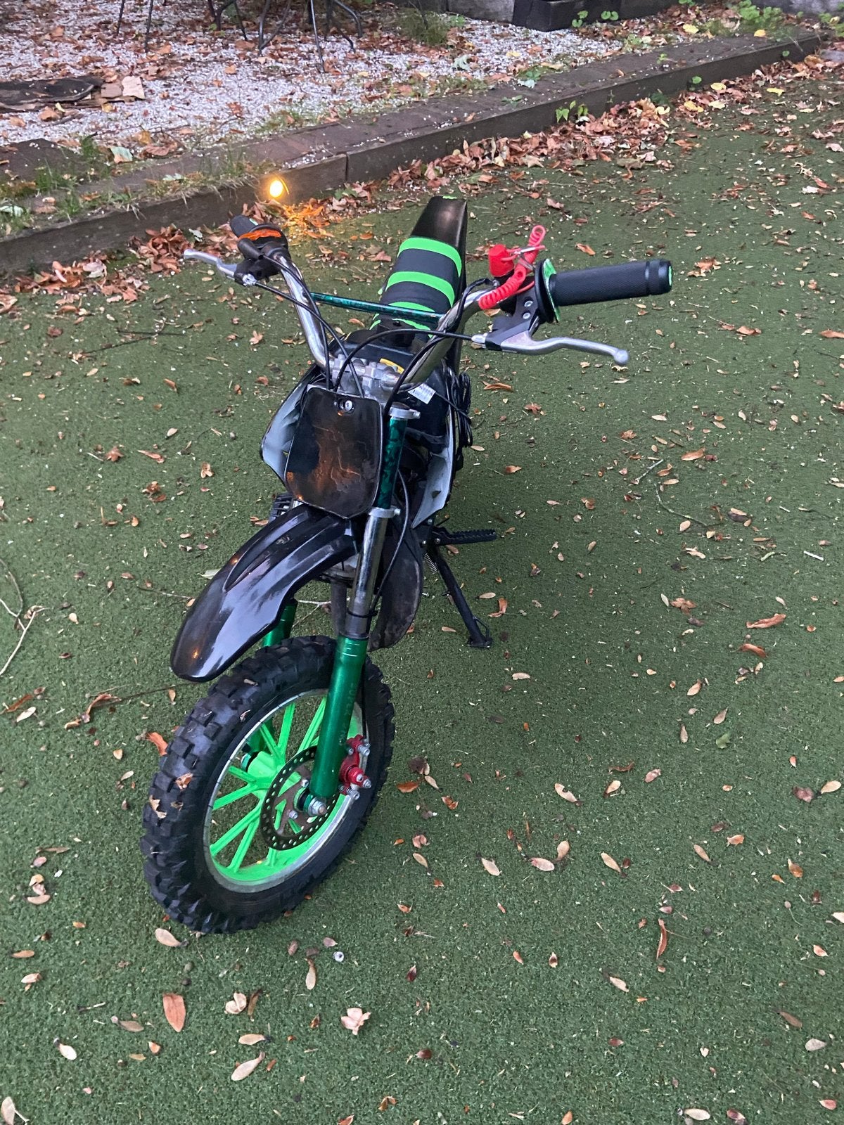 49cc Minibike Zwart/Groen - Nieuw Zadel & LED-verlichting, Ophalen of Verzenden, Gebruikt, Dirtbike