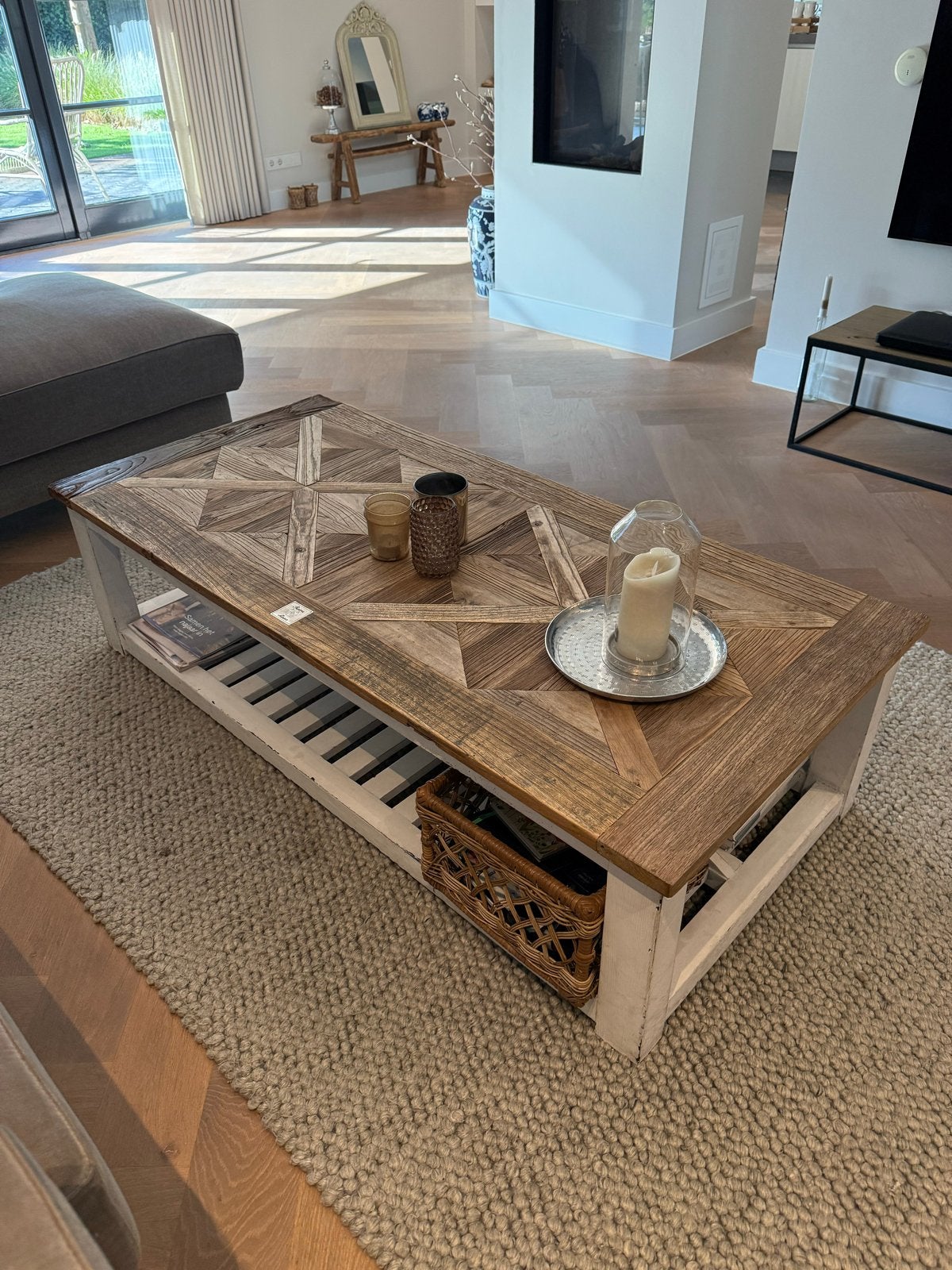 Riviera Maison Salontafel - Hout en Wit, 100 tot 150 cm, Zo goed als nieuw, Overige houtsoorten, 50 tot 100 cm