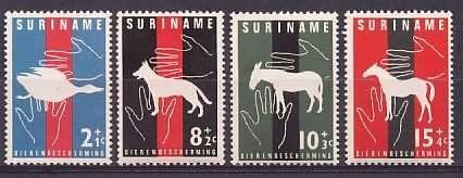Suriname NVPH nr 390/3 postfris Dierenbescherming 1962, Ophalen of Verzenden, Postfris