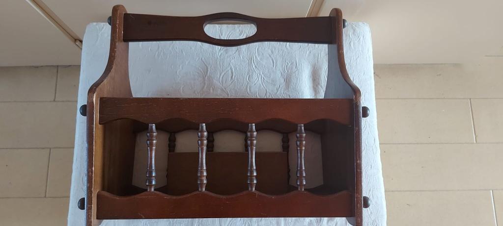 Vintage houten lectuurbak, Huis en Inrichting, Woonaccessoires | Krantenbakken en Lectuurbakken, Ophalen of Verzenden, Gebruikt