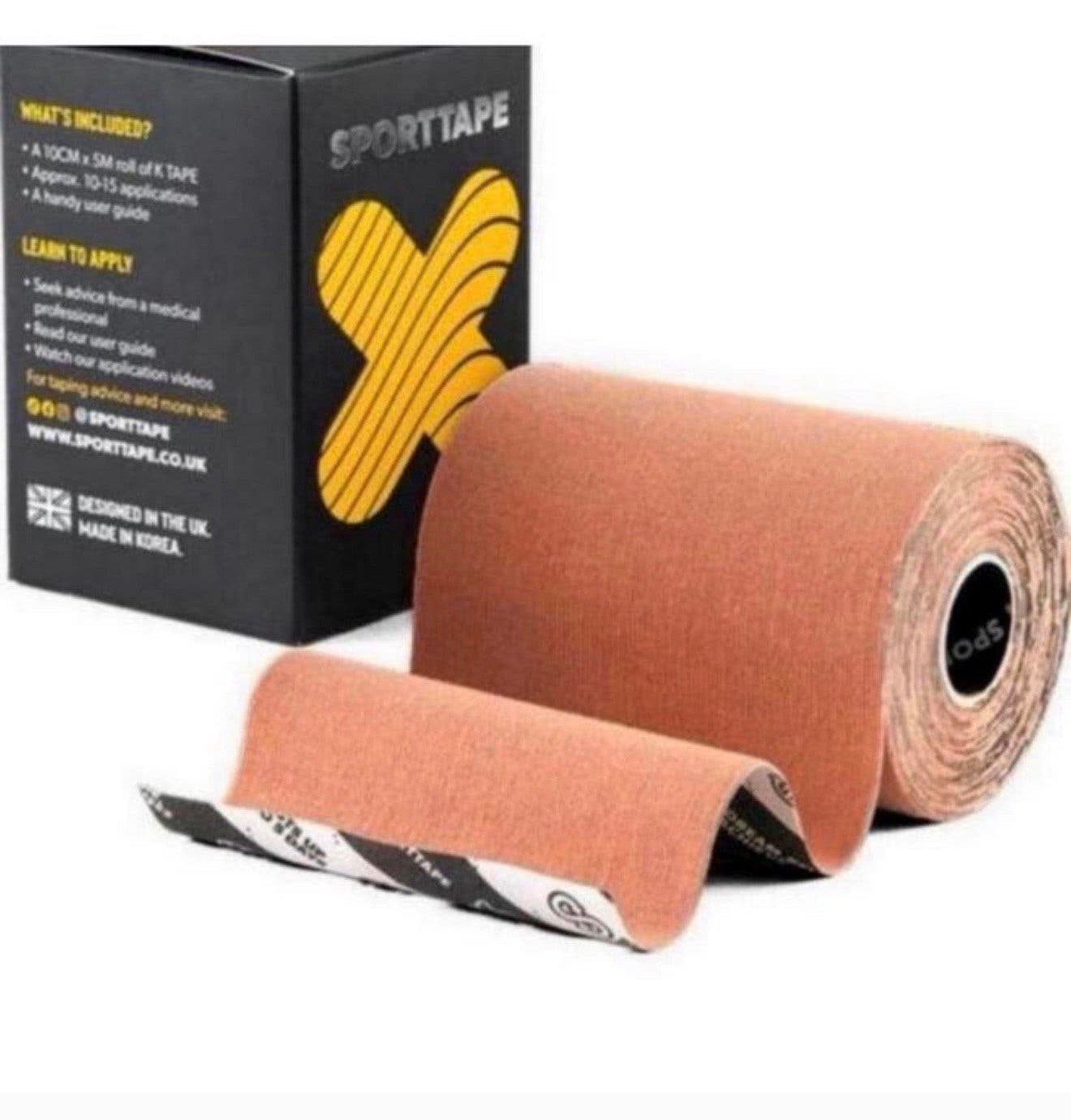 SPORTTAPE extra wide kinesiology tape 10cm x 5 meter BEIGE, P, P, P, Nieuw