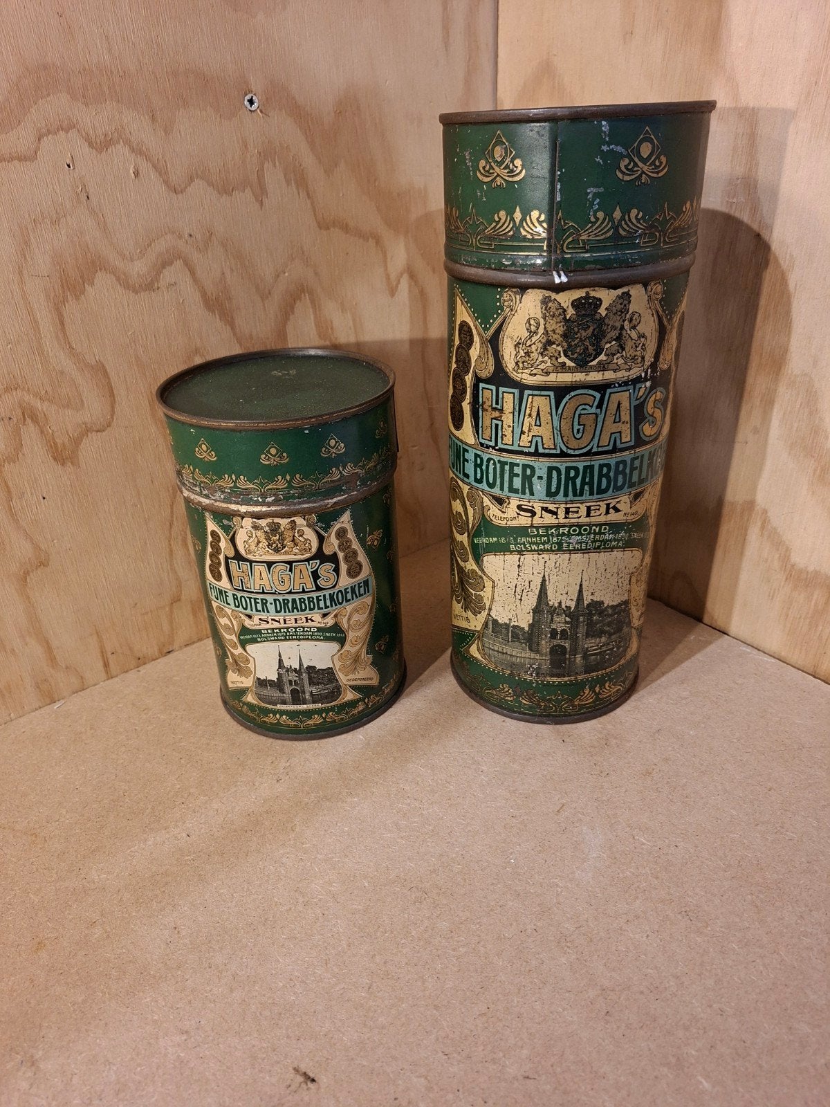 Antieke Haga's Boter-Drabbelkoeken Blikken (2 stuks), Antiek en Kunst, Ophalen of Verzenden
