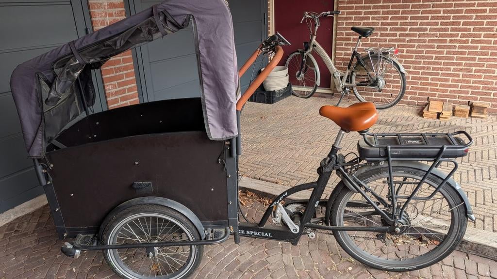 Elektrische Bakfiets met Huif - Troy Bike Special, Fietsen en Brommers, Fietsen | Bakfietsen, 4 kinderen of meer, Gebruikt, Huif