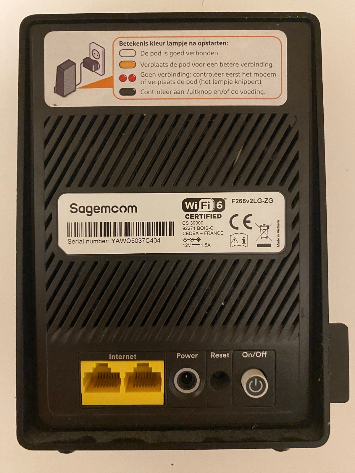 Sagemcom F266v2LG-ZG Wifi 6 Router Ziggo, Verzenden, Zo goed als nieuw, Router