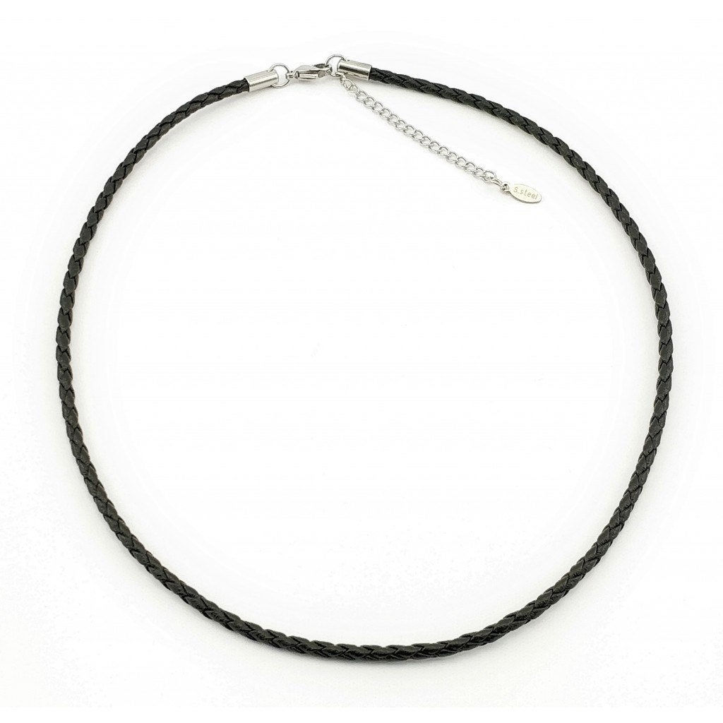 Zwart Gevlochten Leren Ketting, Overige materialen, Verstelbaar, Birgitta-Gracht 33, 6465 EL Kerkrade, Nederland, Verzenden