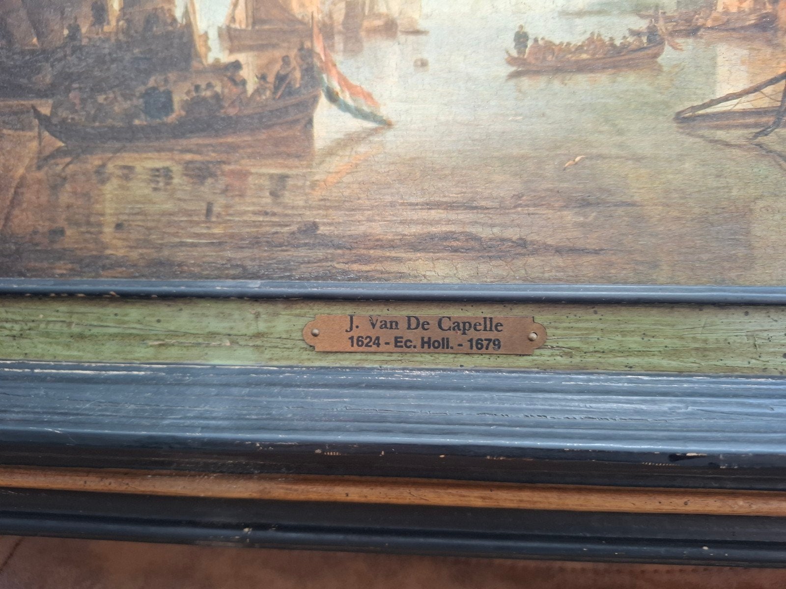 Prachtige oude replica van J. van de Capelle, Ophalen, Maritiem / water, Doek, Oud hollands