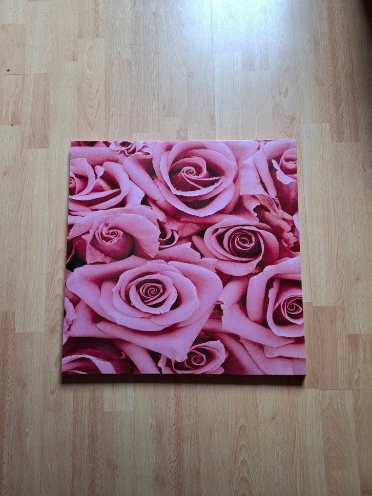 Canvas schilderij roze rozen, Gebruikt, Schilderij, Hout, Ophalen of Verzenden