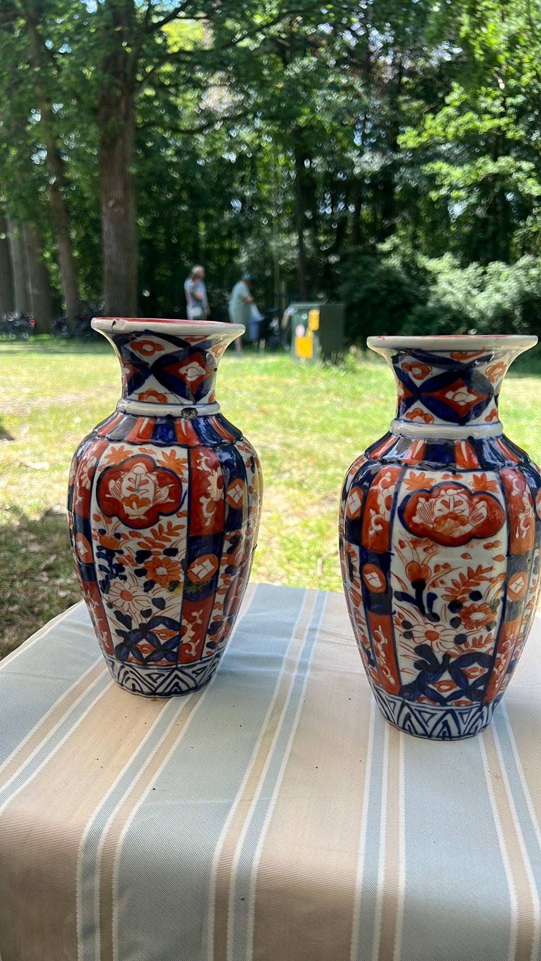 Set van 2 antieke Japanse Imari-vazen – 22 cm, Ophalen of Verzenden