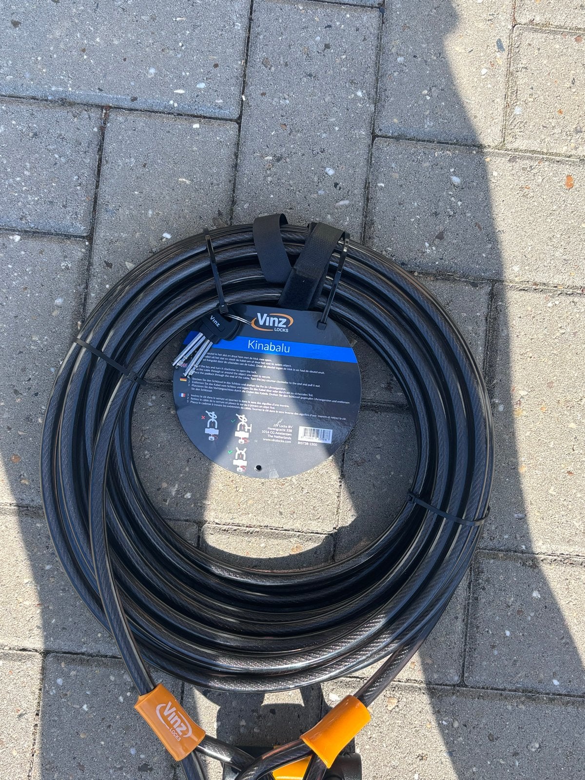 Vinz Kinabalu Kabelslot 1500cm voor boot of fiets, Ophalen of Verzenden, Nieuw, Overige typen