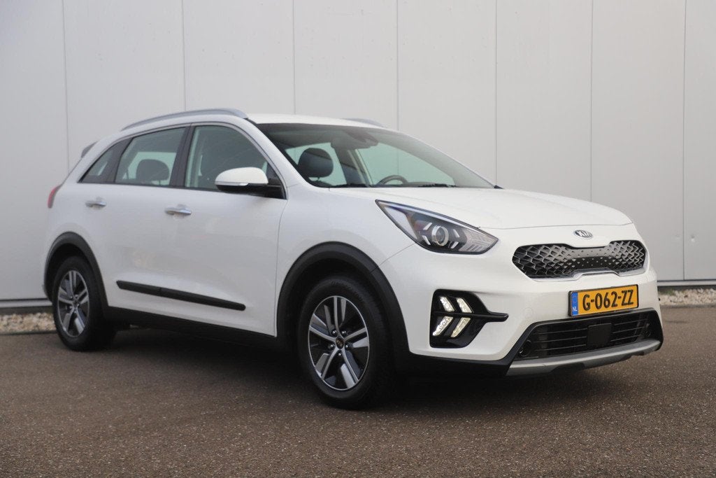 Kia Niro 1.6 GDi Hybrid DynamicLine Half Leder Navigatie Ach, Auto's, Kia, Gebruikt, Euro 6, Leder en Stof, Wit