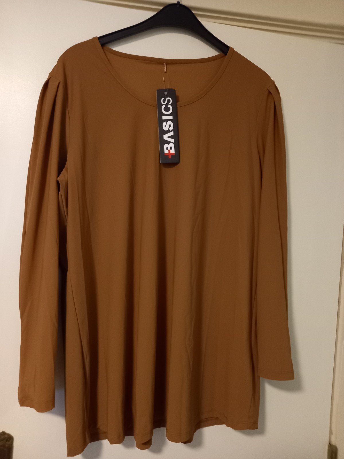 t shirt lange mouw plus basics maat 46.caramel kleur., Kleding | Dames, Ophalen of Verzenden, Zo goed als nieuw, Shirt of Top