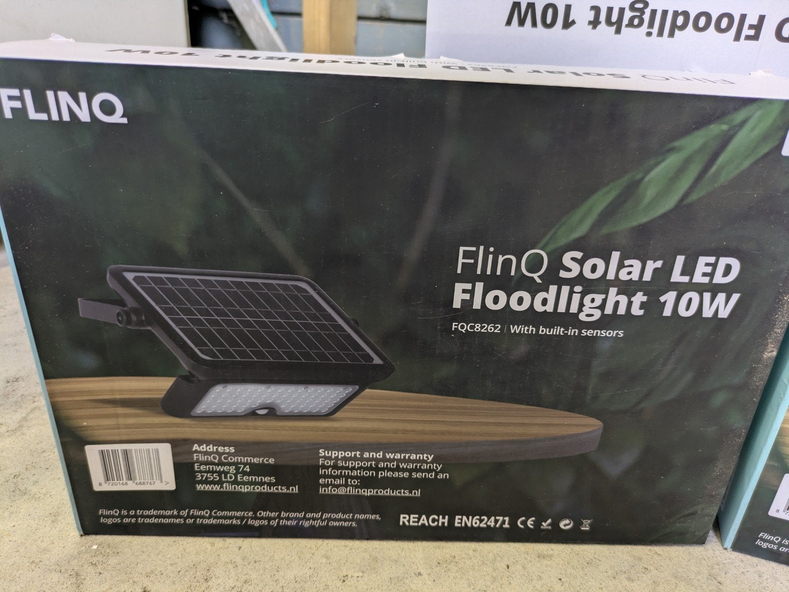 3x FlinQ Solar LED Floodlight 10W (FQC8262) met sensor, Ophalen, Zonne-energie, Minder dan 50 watt, Nieuw