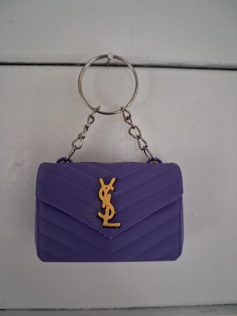 Sleutelhanger paars tasje met gouden YSL-logo, Ophalen of Verzenden