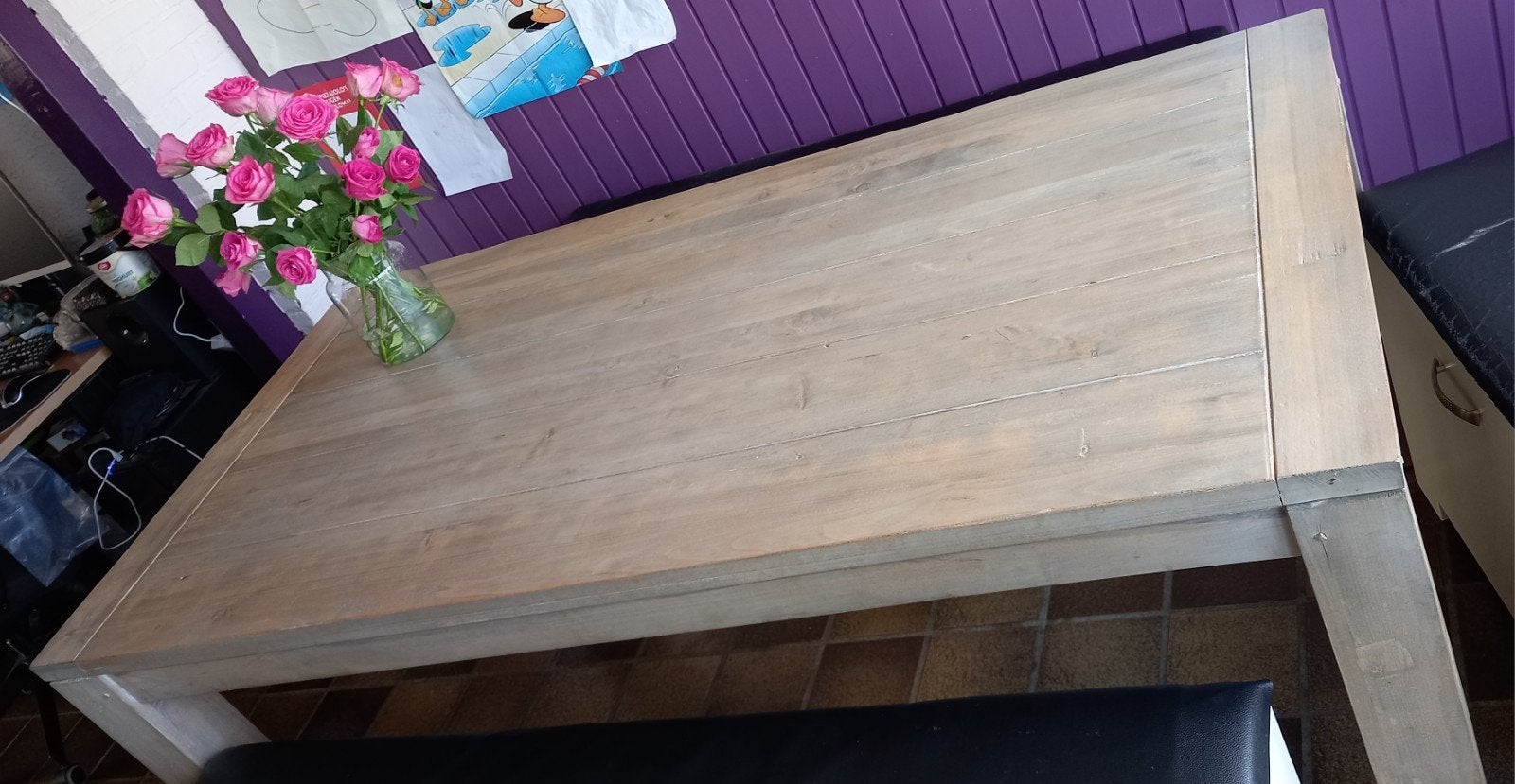 eettafel hout rechthoekig, Huis en Inrichting, Ophalen, Gebruikt, 50 tot 100 cm, Landelijk