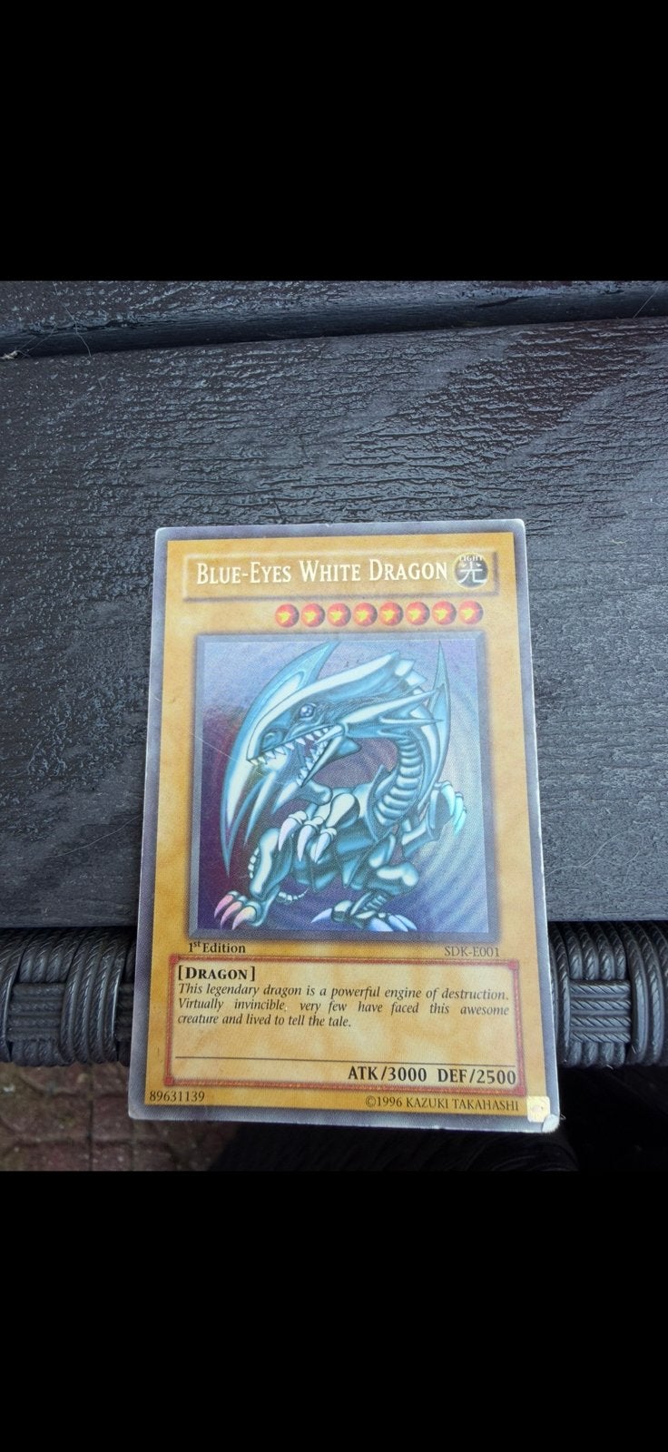 Yu-Gi-Oh!  Blue eyes white dragon 1st edition, Verzenden, Gebruikt, Losse kaart