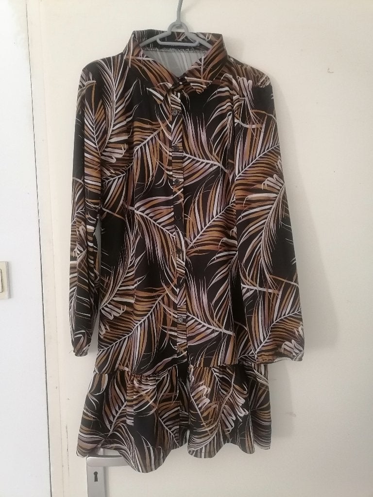 TUNIEK BLOUSE MET PALM BLADJES - M NIEUW, Ophalen of Verzenden, Nieuw, Maat 38/40 (M), Zwart