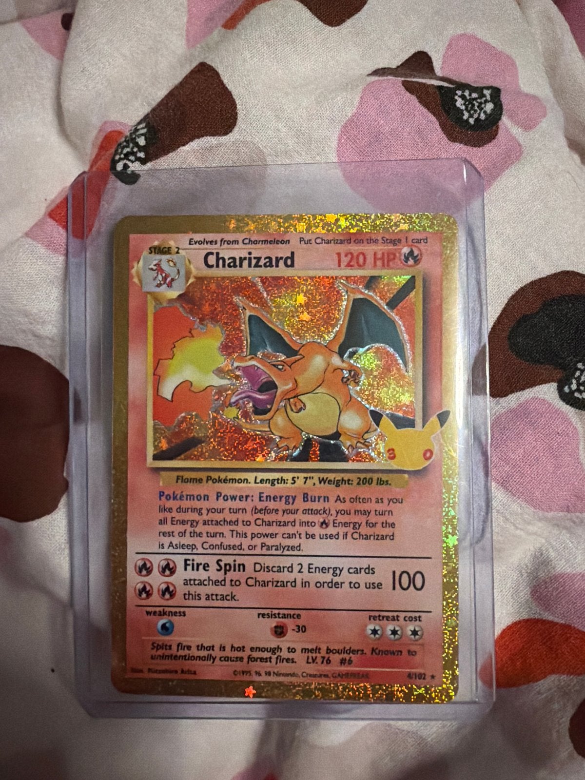 Pokémon Kaart Charizard 4/102 Holo Base Set, Ophalen of Verzenden, Zo goed als nieuw, Losse kaart, Foil