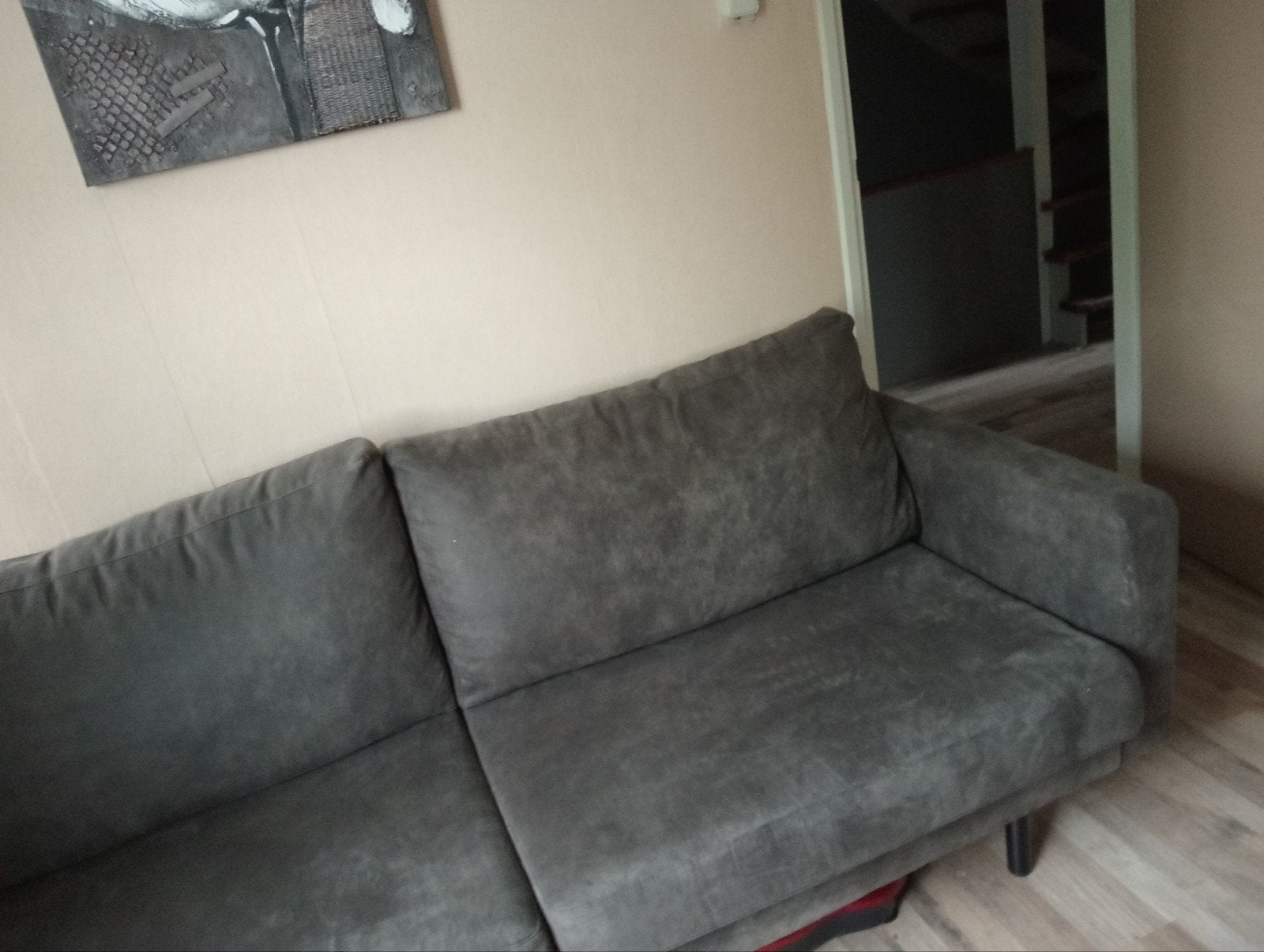 Comfortabele grijze tweezitsbank, Huis en Inrichting, Banken | Bankstellen, Ophalen, 250 tot 300 cm, Gebruikt, Tweepersoons