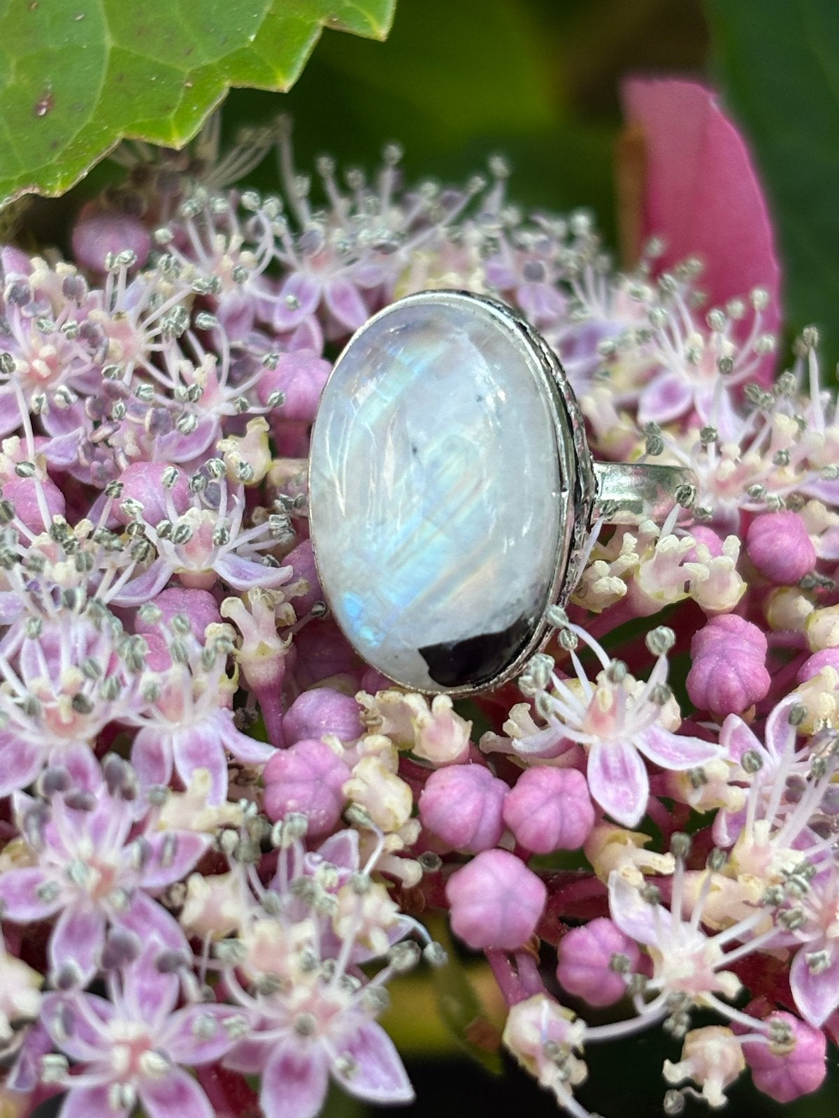 Maansteen Ring Maat 20 - Handgemaakte Sieraden, Sieraden, Tassen en Uiterlijk, Ringen, 20 of groter, Wit, Nieuw, Ophalen of Verzenden