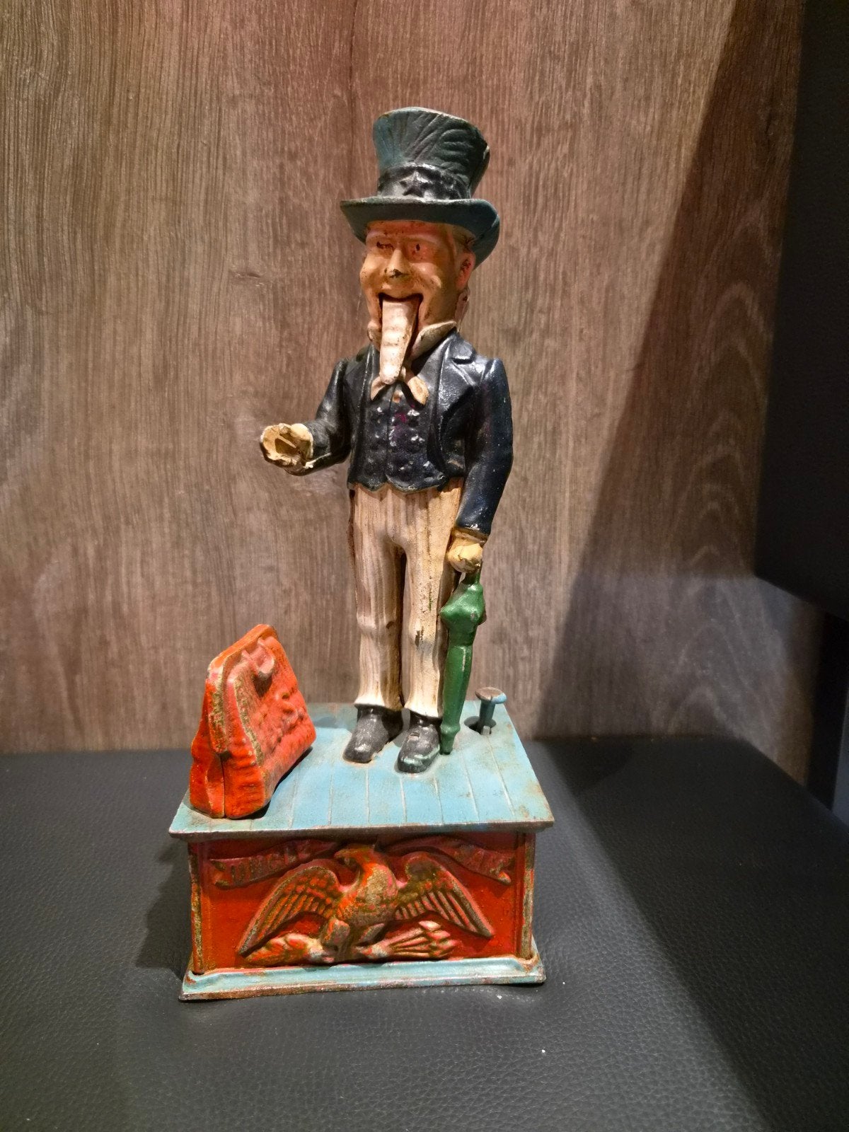 Antieke Uncle Sam spaarpot, gietijzer, Ophalen of Verzenden