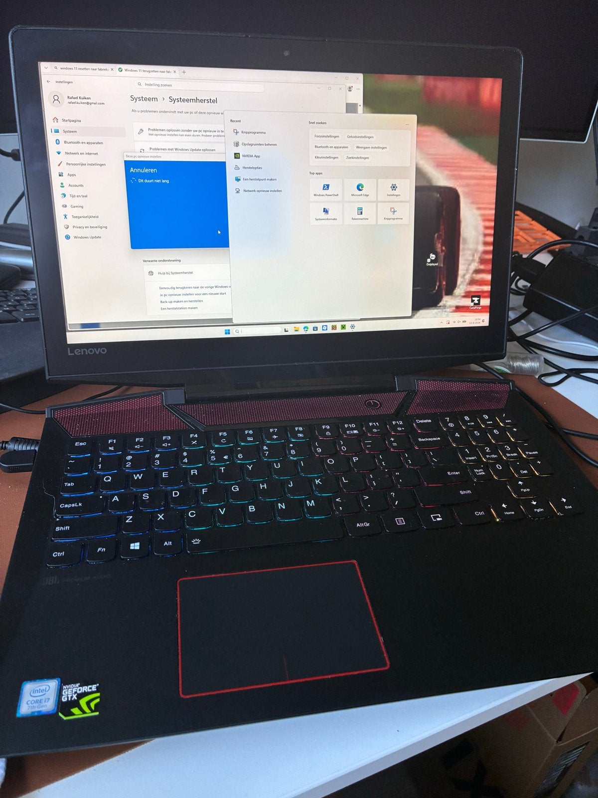 Lenovo Y720-15IKB Gaming Laptop i7-7700HQ GTX 1060 16GB RAM, Computers en Software, Windows Laptops, Ophalen, Met videokaart, 2 tot 3 Ghz
