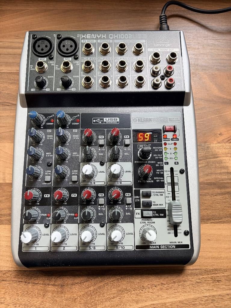 Mengpaneel Behringer XENYX QX1002USB PA mixer, Ophalen of Verzenden, Nieuw, 5 tot 10 kanalen, Microfooningang