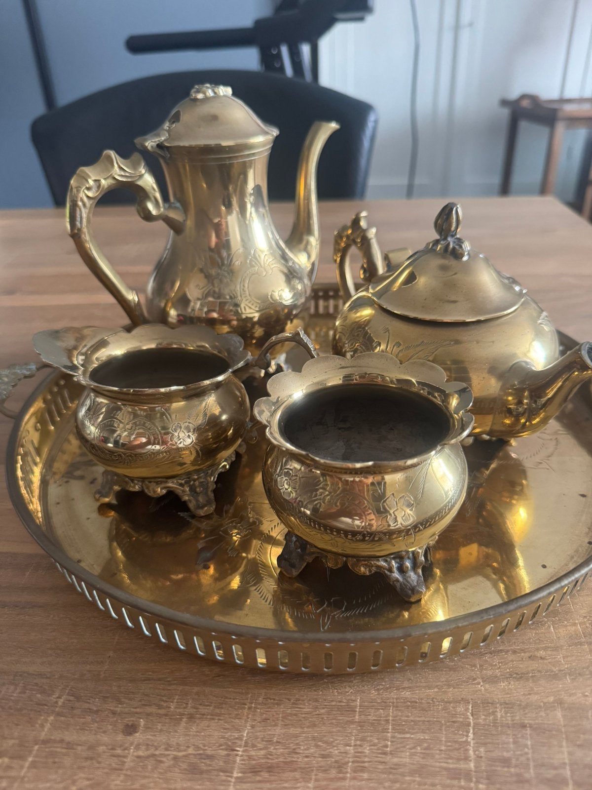 Vintage EPNS koffie/thee servies met dienblad – verzilverd, Antiek en Kunst, Ophalen of Verzenden