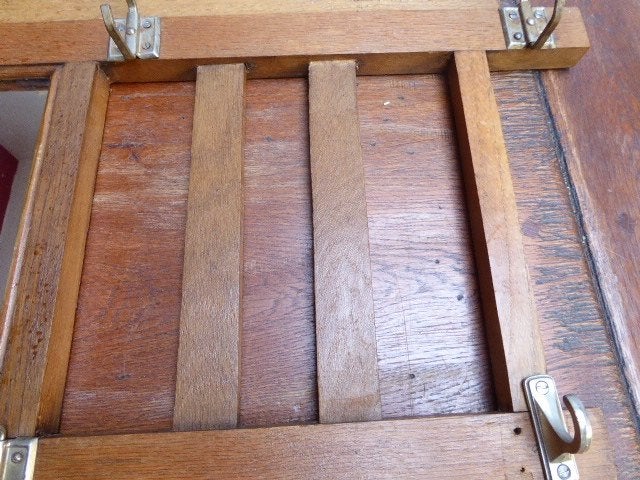 Antieke houten kapstok met spiegel, Ophalen of Verzenden