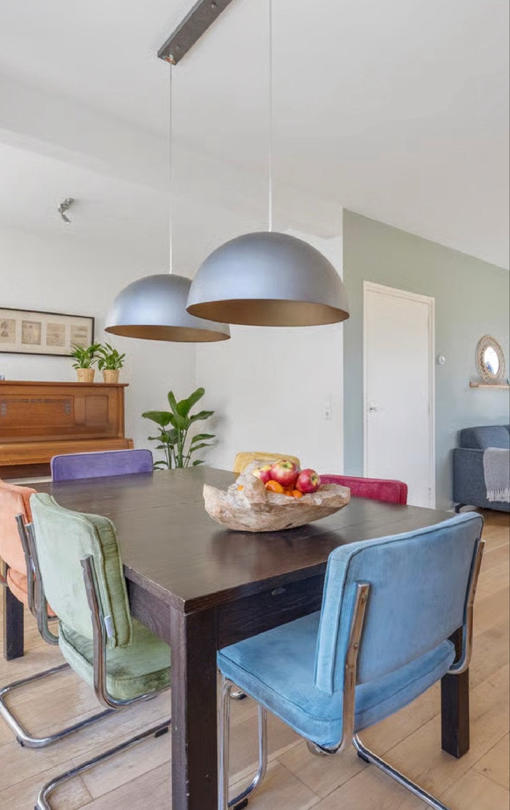 Moderne hanglampen, koepellamp set - grijs/koper, Huis en Inrichting, Ophalen, Gebruikt, Metaal, E27 (groot)