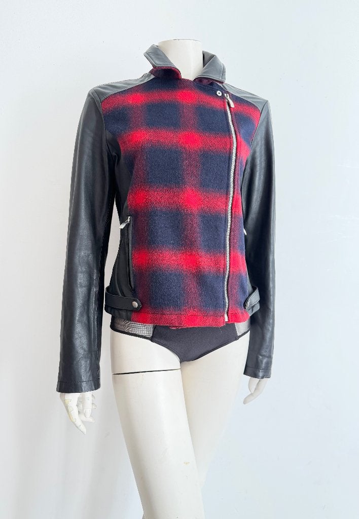 Armani jeans dames jasje 46 leer en wol, Ophalen of Verzenden, Zo goed als nieuw, Maat 46/48 (XL) of groter, Zwart