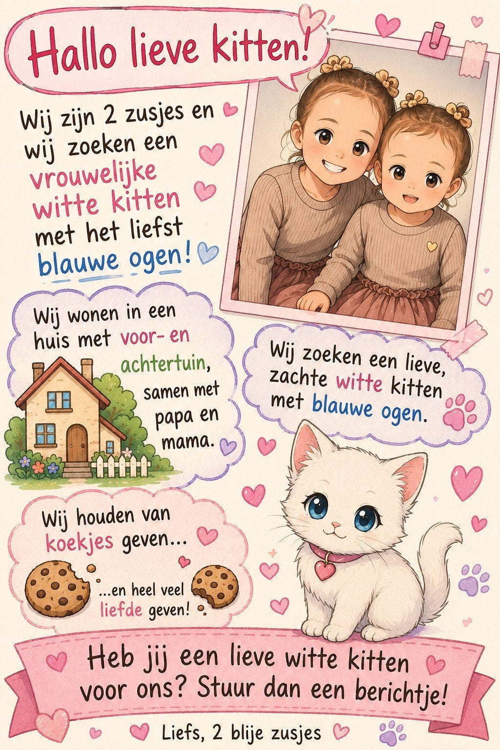 !GEZOCHT: Een maatje/poesje voor t leven voor in ons gezin, Dieren en Toebehoren, Poes
