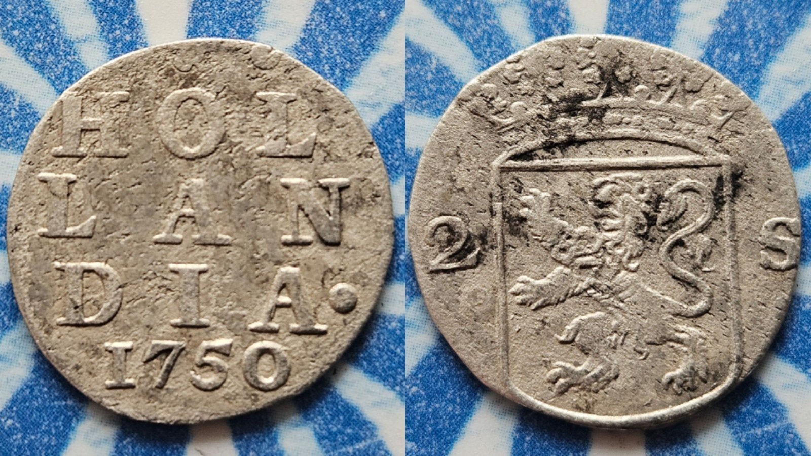 Oude zilveren munt dubbele stuiver Holland 1750 "Gesnoeid", Postzegels en Munten, Vóór koninkrijk, Zilver, Losse munt, Overige waardes