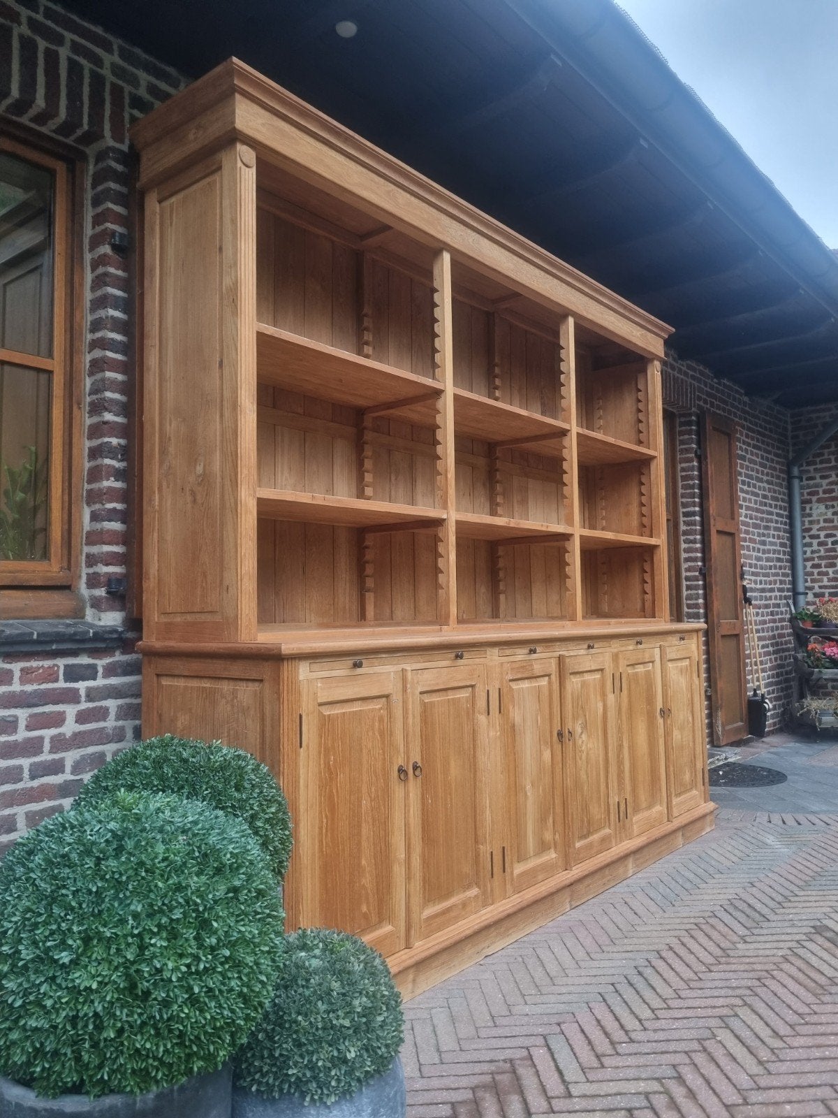 teak boekenkast/bibliotheekkast, Ophalen, Met deur(en), 200 cm of meer, Teakhout