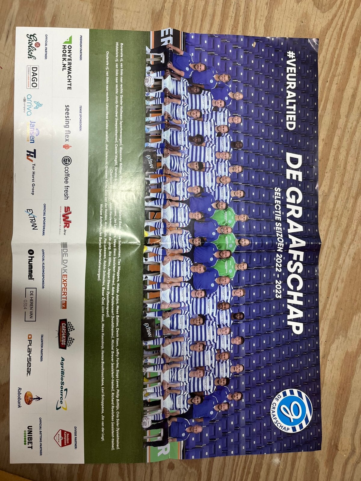 POSTER DE GRAAFSCHAP 22-23, Ophalen of Verzenden, Zo goed als nieuw, Overige binnenlandse clubs, Poster, Plaatje of Sticker