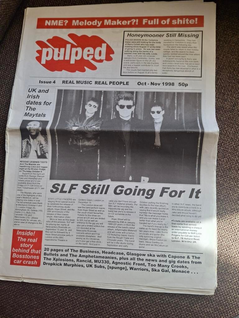 Pulped muziekkrant 1998 Engelstalig Ska Punk Skinhead, Verzamelen, Ophalen of Verzenden, 1980 tot heden, Tijdschrift