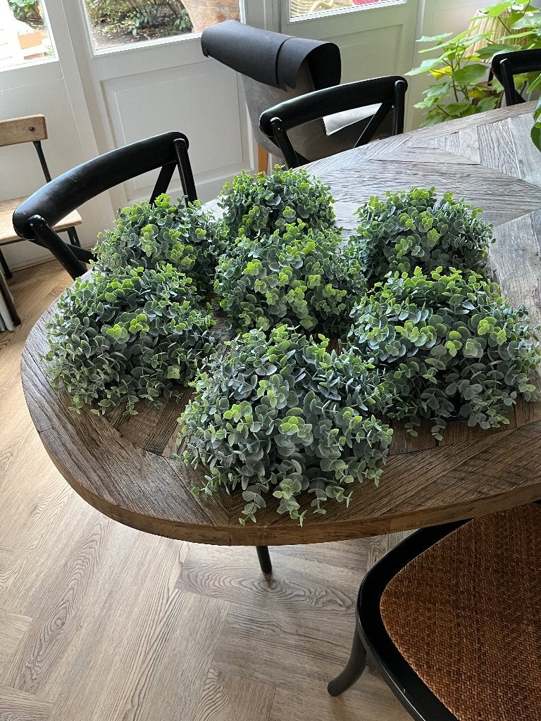 14 X Eucalyptus Bol Green Kunstof 26x26x13 cm Nieuw, Ophalen, Groen, Kunstplant, Nieuw