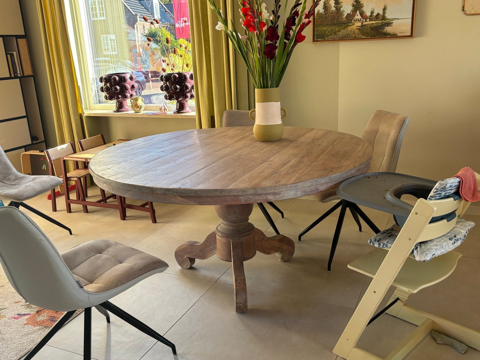 Ronde Teakhouten Eettafel - 150cm Doorsnede, Ophalen, 100 tot 150 cm, 150 tot 200 cm, Zo goed als nieuw