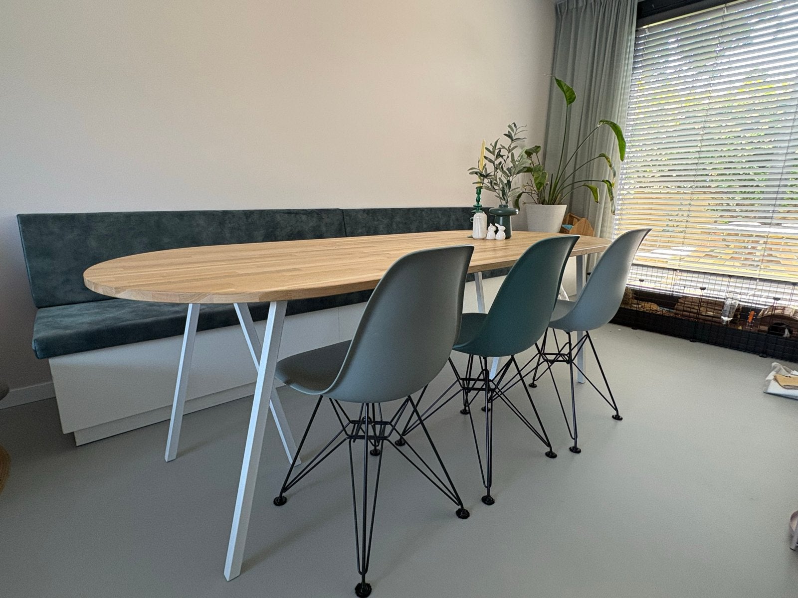 Hay Loop eettafel, eikenhout blad 220x90x75. Matte Skylt lak, Ophalen, Eikenhout, 50 tot 100 cm, Zo goed als nieuw
