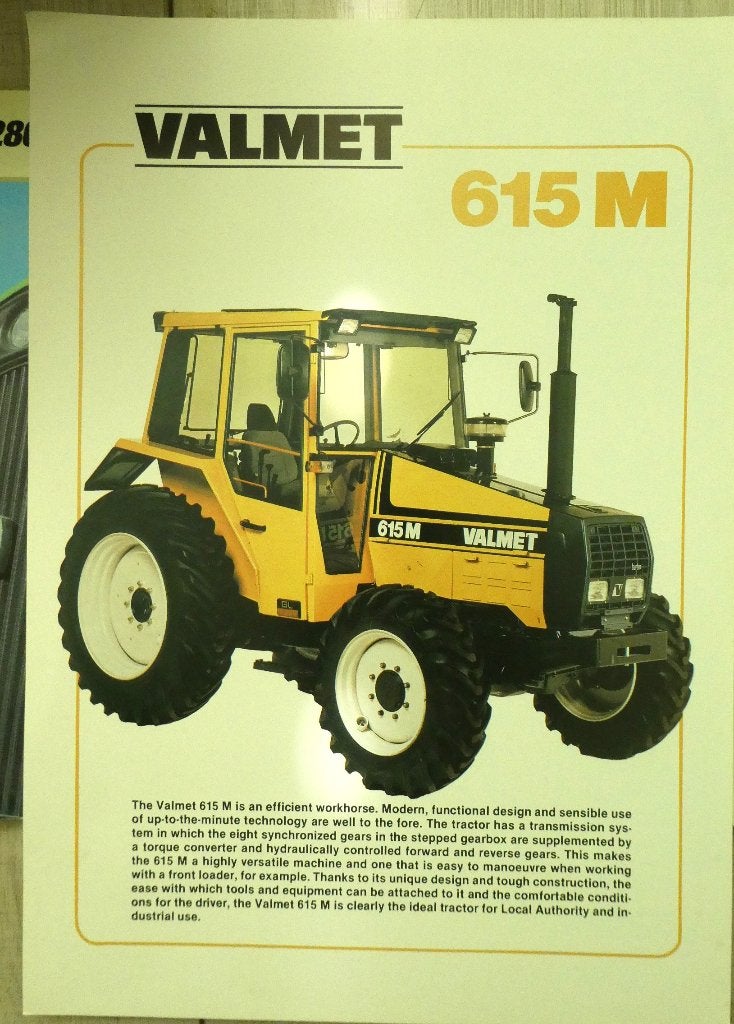 Valmet 615 M tractors folder 2pp 1986, Verzenden, Zo goed als nieuw, Auto's