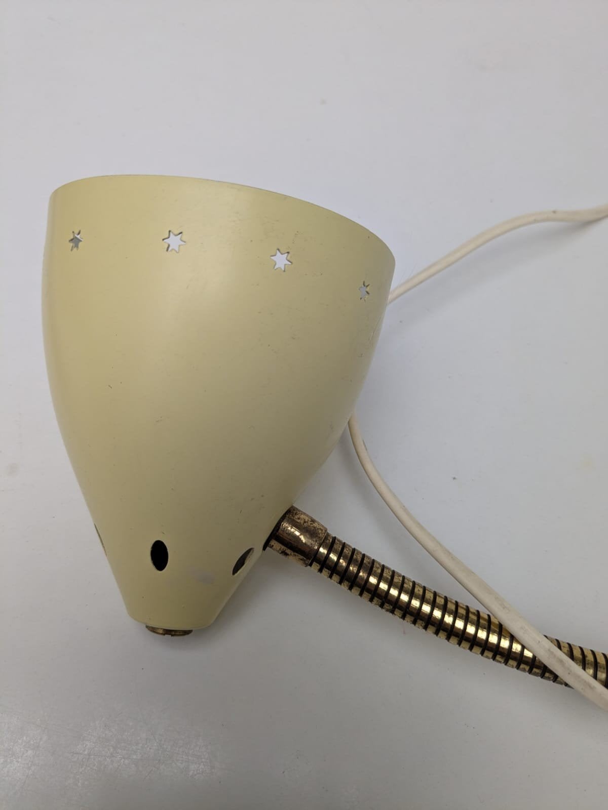 Vintage Klemlampje met Flexibele Arm - Crème/Goud, Ophalen