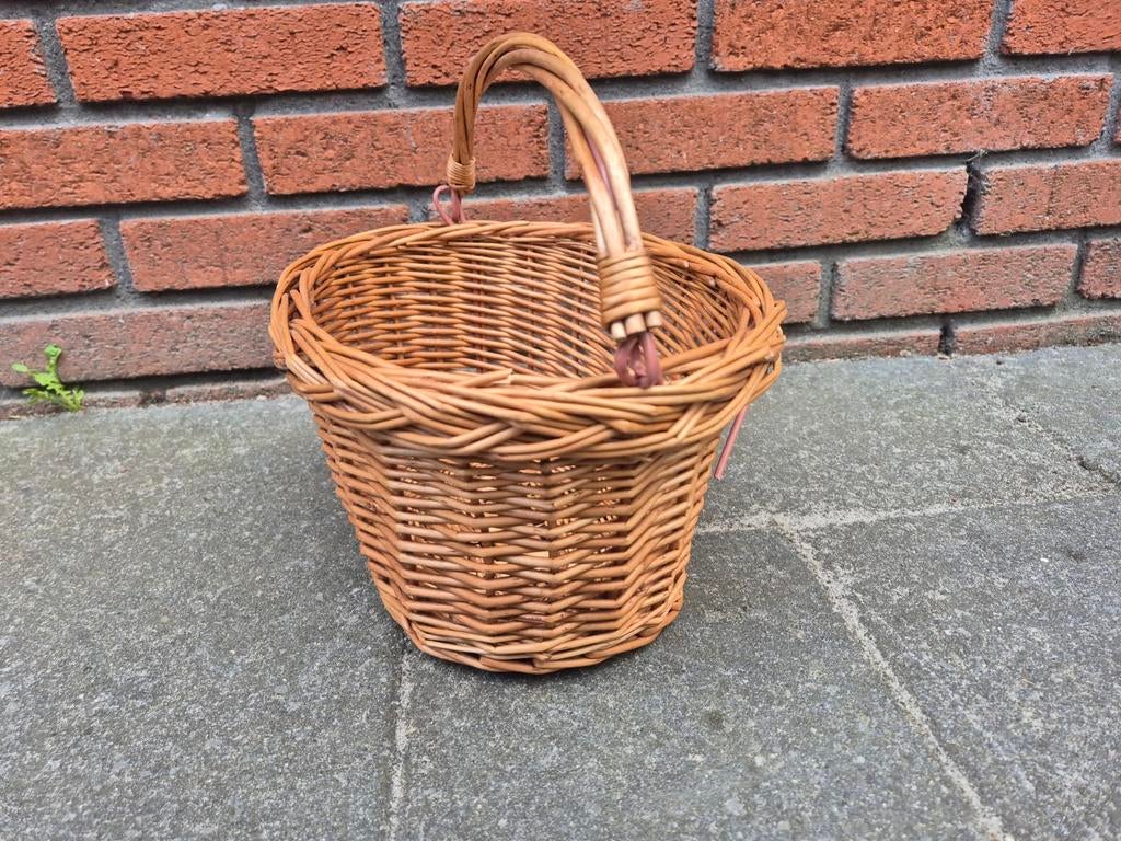 Vintage rieten fietsmand met handvat, Ophalen, Gebruikt, Onbekend, Stuurbevestiging