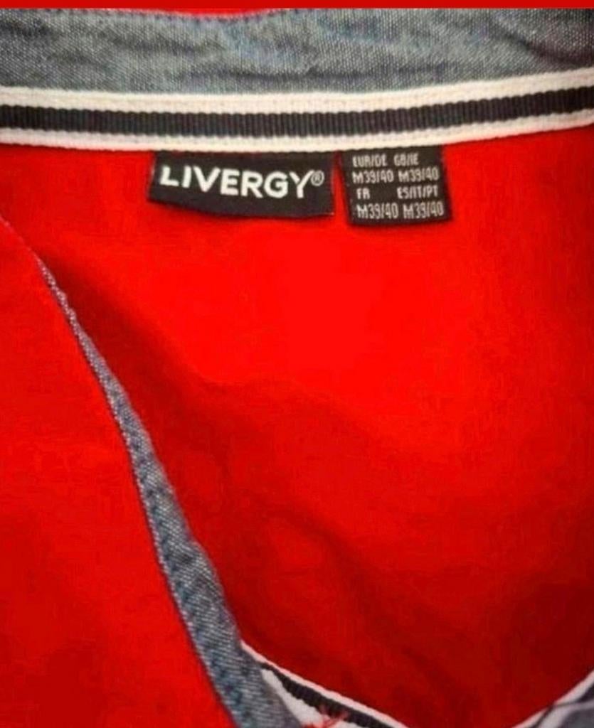 Livergy heren overhemd rood – maat M – korte mouw, Zo goed als nieuw, Livergy, Rood, Halswijdte 39/40 (M)