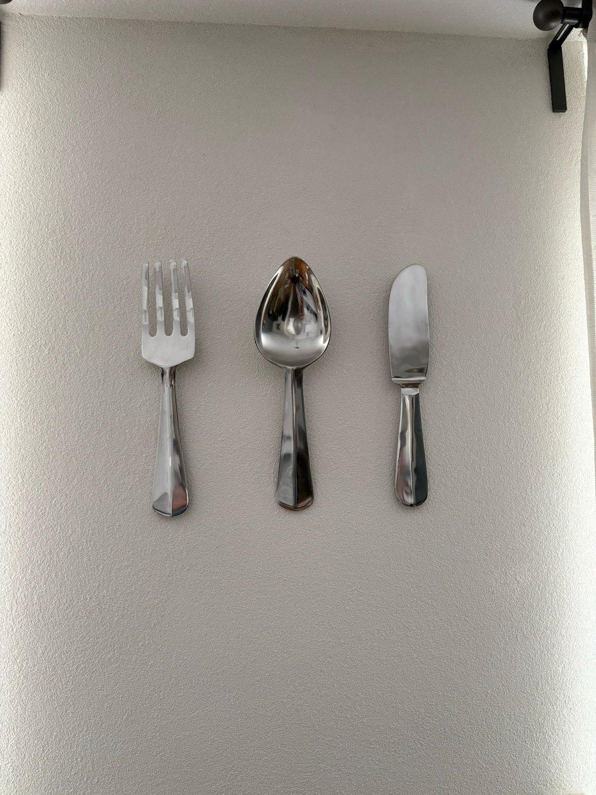 Bestek wanddecoratie set - Vork, lepel en mes, Huis en Inrichting, Zilver, Decoratieobject, Ophalen of Verzenden, Zo goed als nieuw