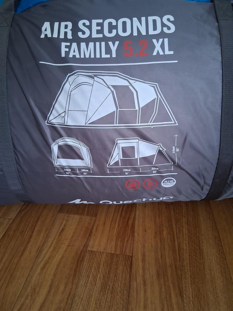Opblaasbare Quechua air seconds 5 persoons tent, Caravans en Kamperen, Tenten, Ophalen, Zo goed als nieuw, Tot en met 5