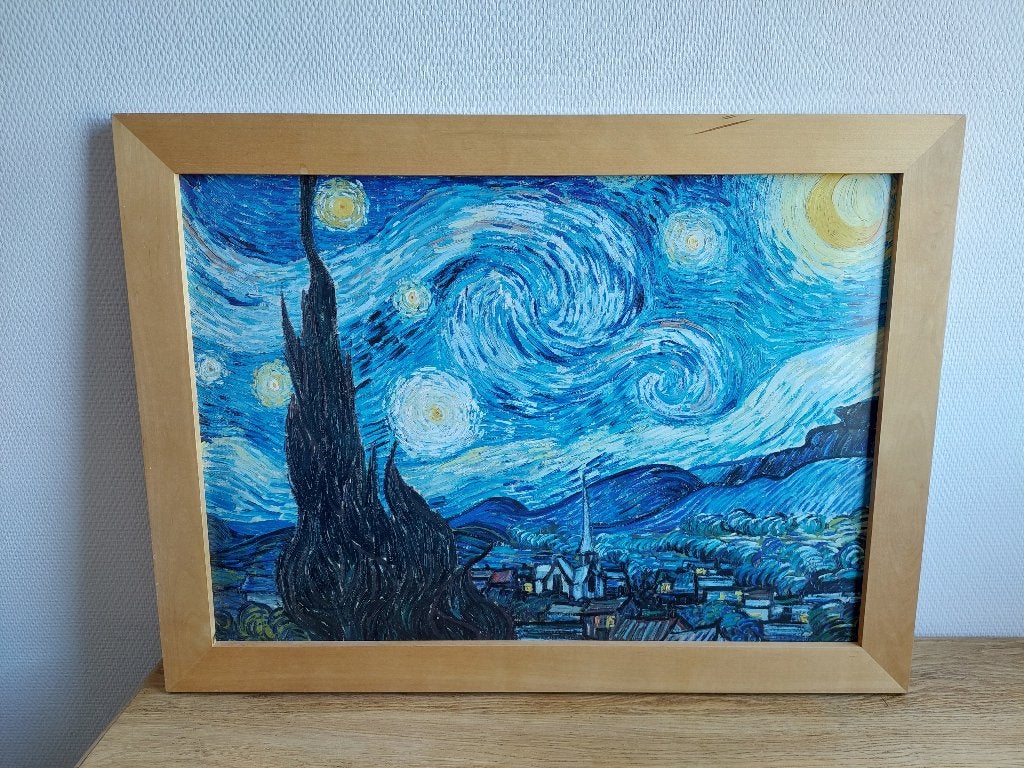 Sterrennacht/Starry Night - Van Gogh incl  houten lijst, Ophalen