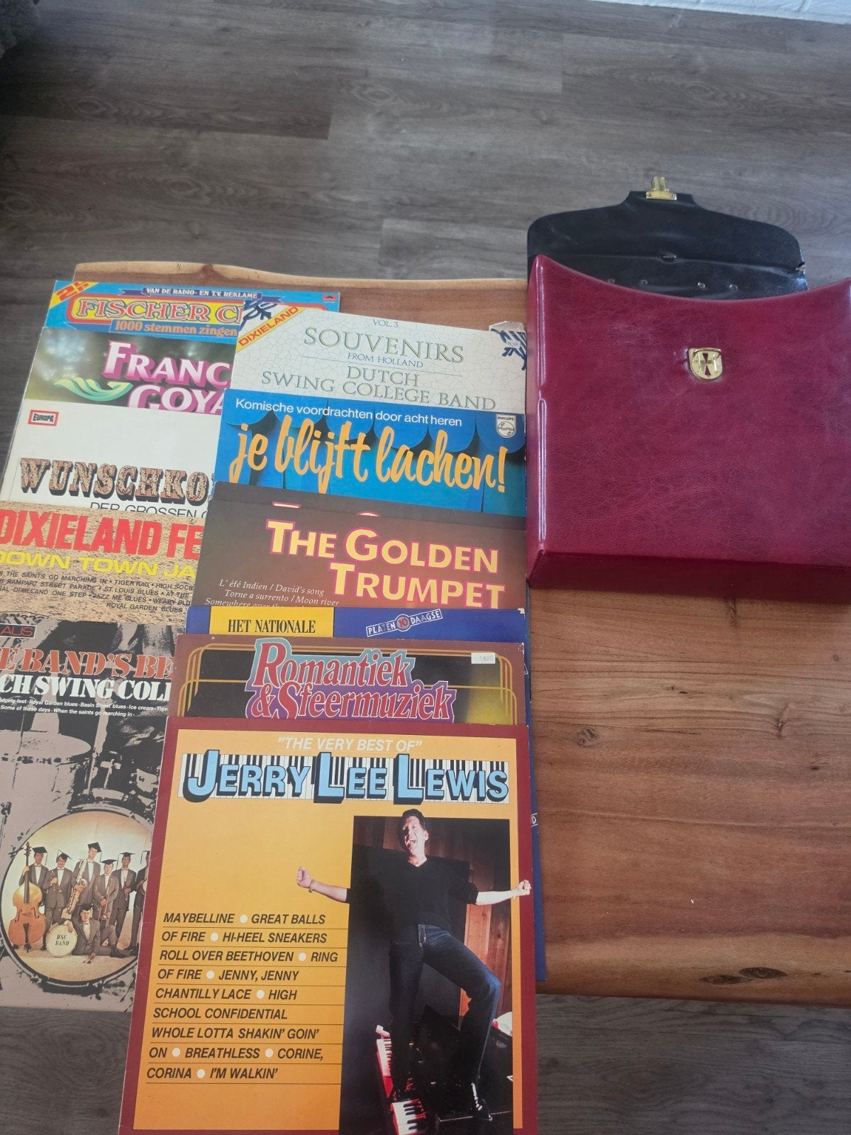 LP's met LP vinyl opberg koffer - 11 LP's, Cd's en Dvd's, Ophalen of Verzenden, LP