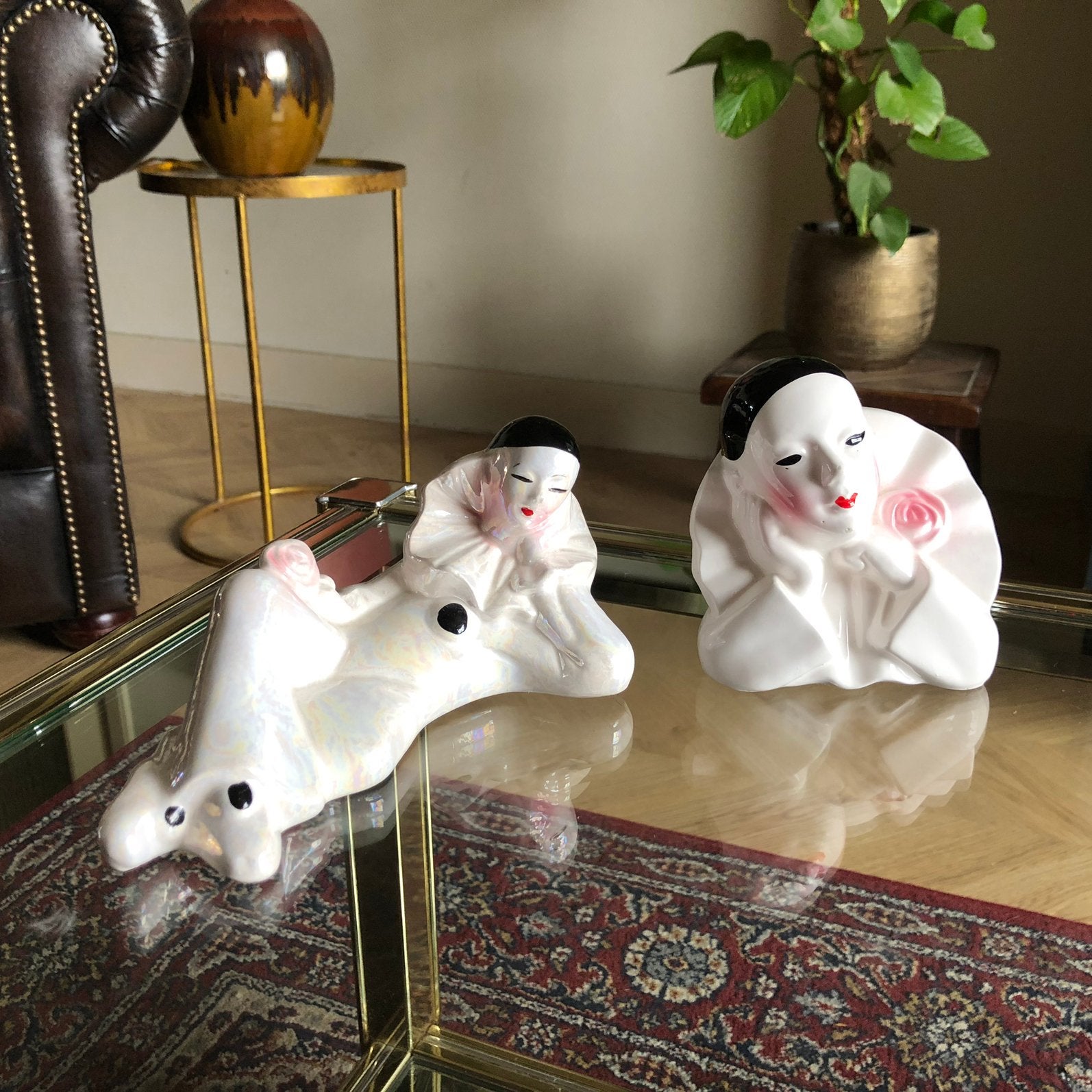 Set Porseleinen clowns, Pierrot beeldjes, Ophalen of Verzenden
