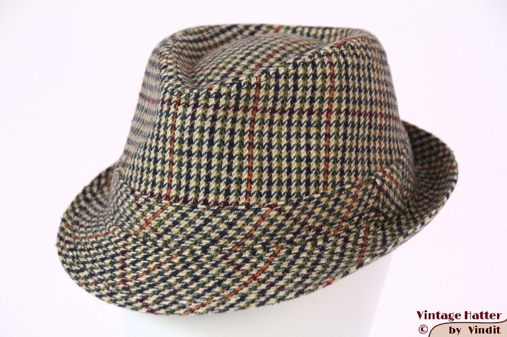 Gleufhoed Trilby Hawkins tweed-stijl groen bruin mt 57 NIEUW, Hoed, Nieuw, Ophalen of Verzenden, 57 cm (M, 7⅛ inch) of minder